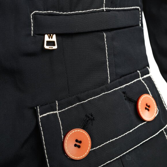 Weekend Max Mara Black Contrast-Stitching Nylon Blazer - Picture 7 of 11